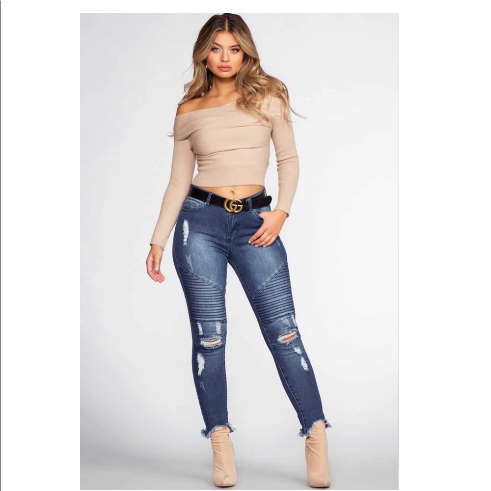 Stretch denim distressed skinny jeans - Picture 4 of 5
